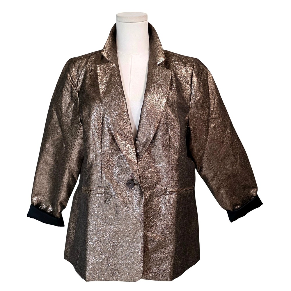 Joan Rivers Blazer Womens Medium Bronze Metallic Red Carpet - Picture 3 of 11